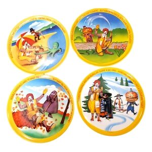 McDonald's Vintage 1977 Nostalgic Complete Set of 4 Seasonal Melamine Plates
